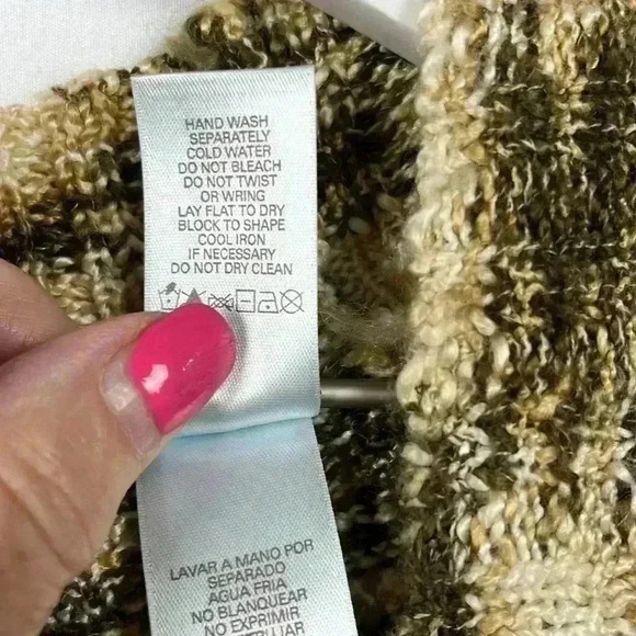 JH Collectibles Open Cardigan Long Loose Knit Brown & White Weave Belt Size S - Picture 7 of 10